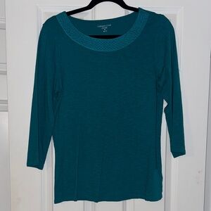 Coldwater Creek Teal Long 3/4 Sleeve Top